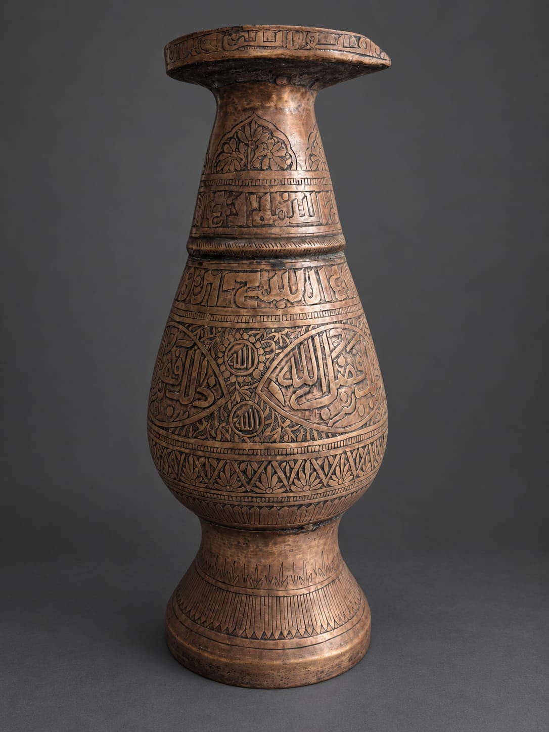 Ottoman Hand Embossed Brass Vase 